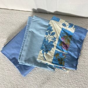 5/$35 Vintage Floral and Solid Blue Pillow Case Set x3